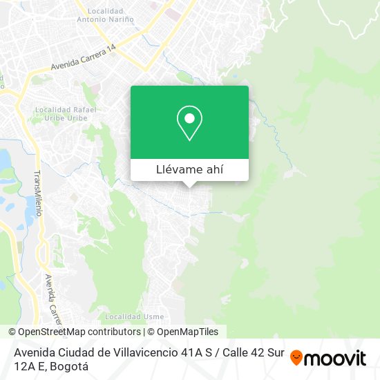Mapa de Avenida Ciudad de Villavicencio 41A S / Calle 42 Sur 12A E
