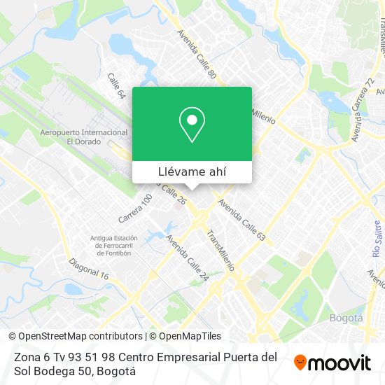 Mapa de Zona 6 Tv 93 51 98 Centro Empresarial Puerta del Sol Bodega 50