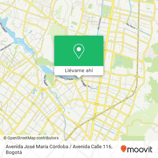 Mapa de Avenida José María Córdoba / Avenida Calle 116