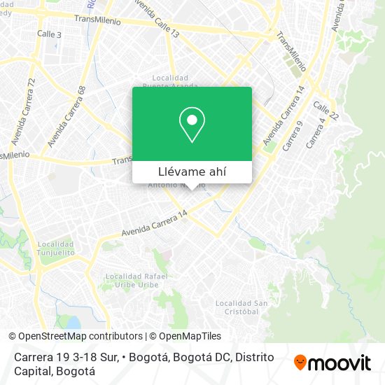 Mapa de Carrera 19 3-18 Sur, • Bogotá, Bogotá DC, Distrito Capital
