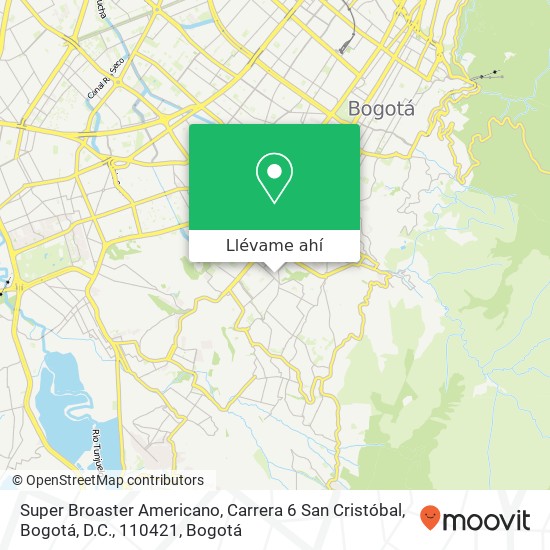 Mapa de Super Broaster Americano, Carrera 6 San Cristóbal, Bogotá, D.C., 110421