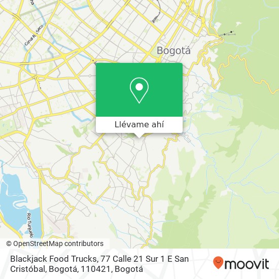 Mapa de Blackjack Food Trucks, 77 Calle 21 Sur 1 E San Cristóbal, Bogotá, 110421