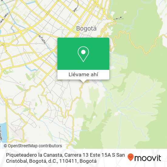 Mapa de Piqueteadero la Canasta, Carrera 13 Este 15A S San Cristóbal, Bogotá, d.C., 110411