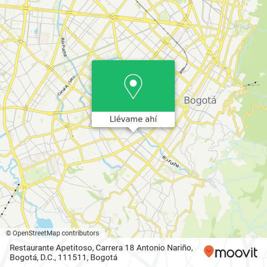 Mapa de Restaurante Apetitoso, Carrera 18 Antonio Nariño, Bogotá, D.C., 111511