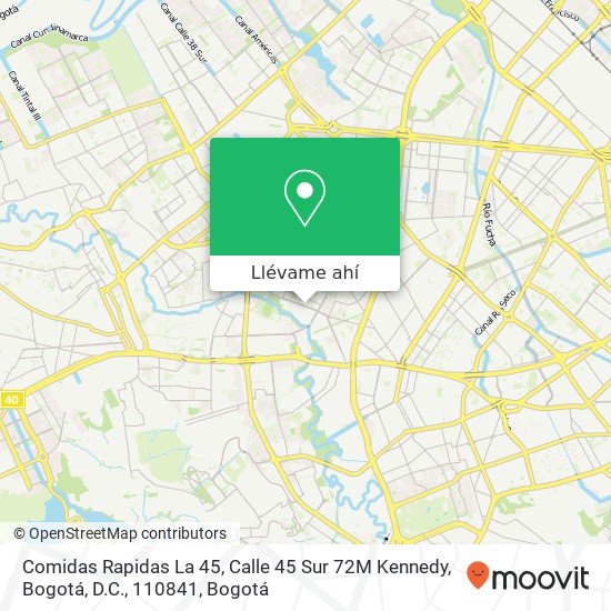 Mapa de Comidas Rapidas La 45, Calle 45 Sur 72M Kennedy, Bogotá, D.C., 110841