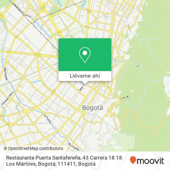 Mapa de Restaurante Puerta Santafereña, 43 Carrera 18 18 Los Mártires, Bogotá, 111411