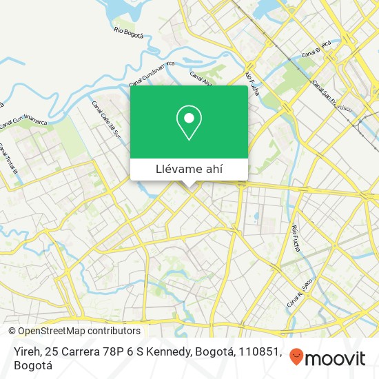Mapa de Yireh, 25 Carrera 78P 6 S Kennedy, Bogotá, 110851