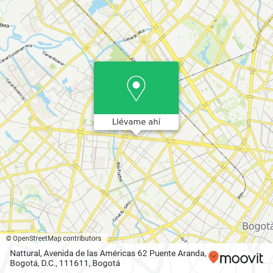 Mapa de Nattural, Avenida de las Américas 62 Puente Aranda, Bogotá, D.C., 111611