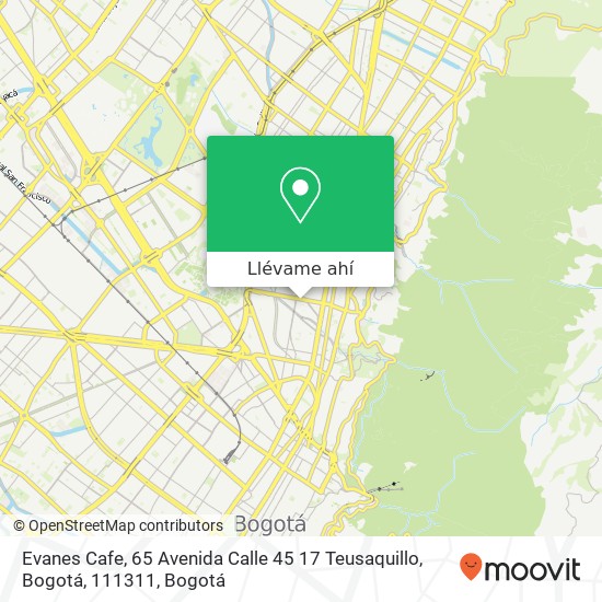 Mapa de Evanes Cafe, 65 Avenida Calle 45 17 Teusaquillo, Bogotá, 111311