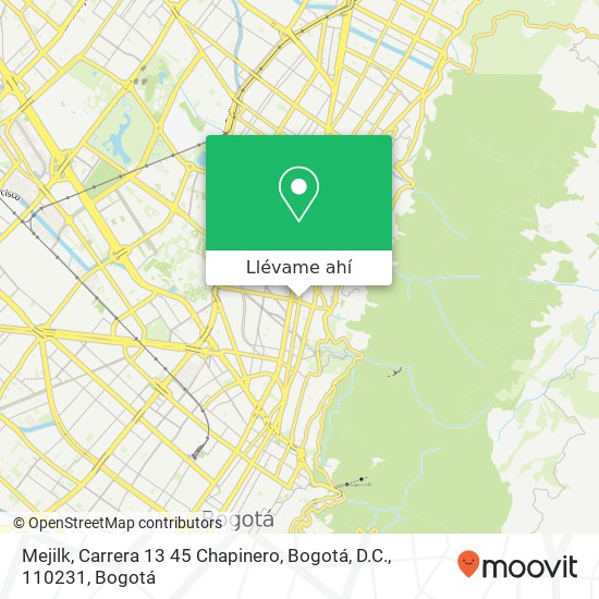 Mapa de Mejilk, Carrera 13 45 Chapinero, Bogotá, D.C., 110231