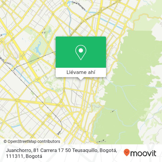 Mapa de Juanchorro, 81 Carrera 17 50 Teusaquillo, Bogotá, 111311