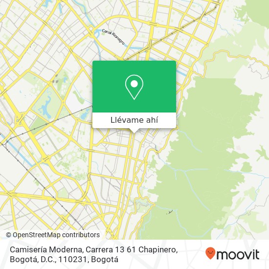 Mapa de Camisería Moderna, Carrera 13 61 Chapinero, Bogotá, D.C., 110231