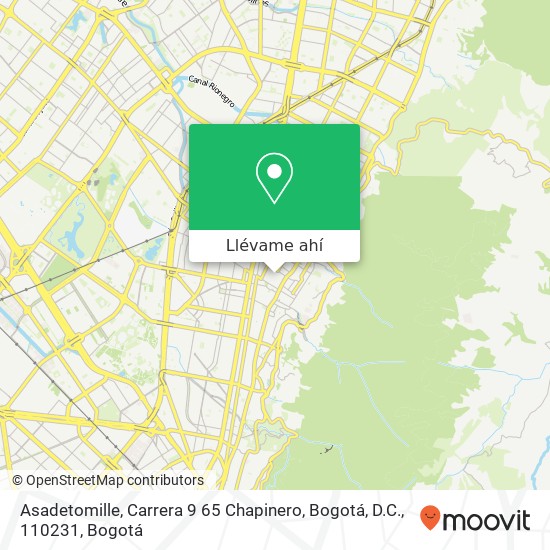 Mapa de Asadetomille, Carrera 9 65 Chapinero, Bogotá, D.C., 110231
