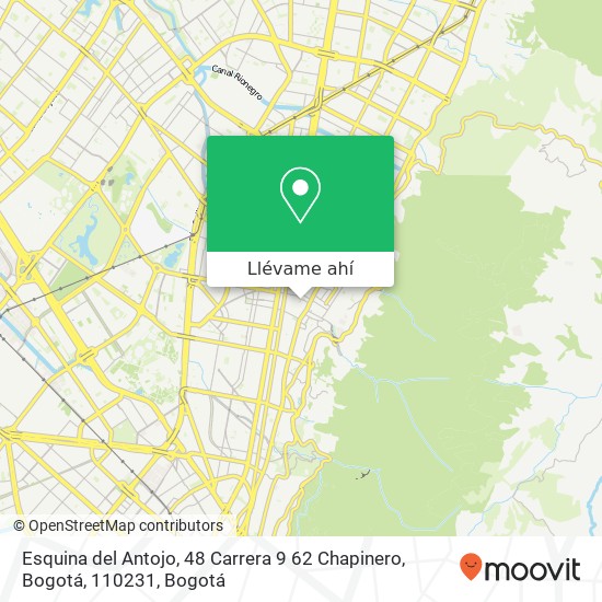 Mapa de Esquina del Antojo, 48 Carrera 9 62 Chapinero, Bogotá, 110231