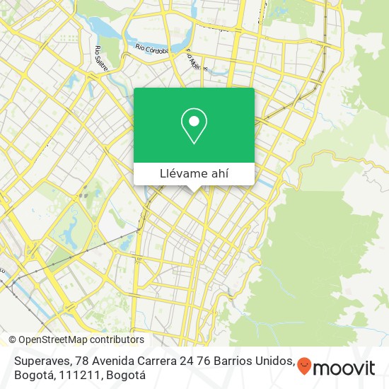 Mapa de Superaves, 78 Avenida Carrera 24 76 Barrios Unidos, Bogotá, 111211
