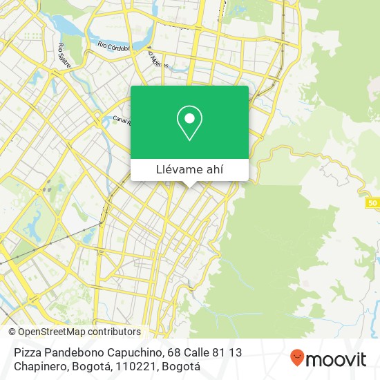 Mapa de Pizza Pandebono Capuchino, 68 Calle 81 13 Chapinero, Bogotá, 110221