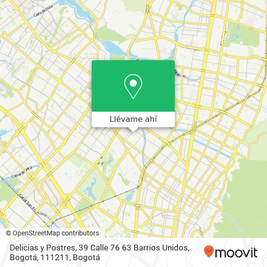 Mapa de Delicias y Postres, 39 Calle 76 63 Barrios Unidos, Bogotá, 111211