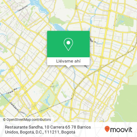 Mapa de Restaurante Sandha, 10 Carrera 65 78 Barrios Unidos, Bogotá, D.C., 111211