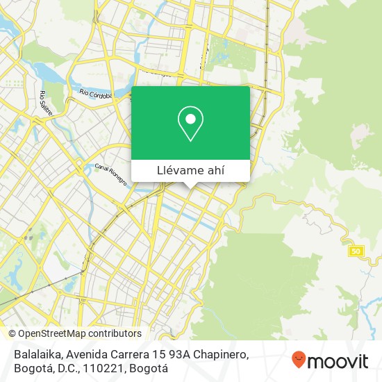 Mapa de Balalaika, Avenida Carrera 15 93A Chapinero, Bogotá, D.C., 110221