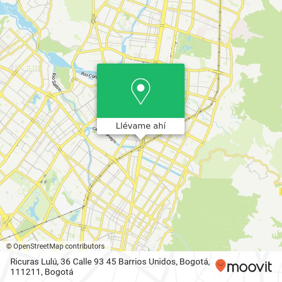 Mapa de Ricuras Lulú, 36 Calle 93 45 Barrios Unidos, Bogotá, 111211