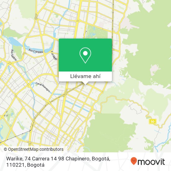Mapa de Warike, 74 Carrera 14 98 Chapinero, Bogotá, 110221