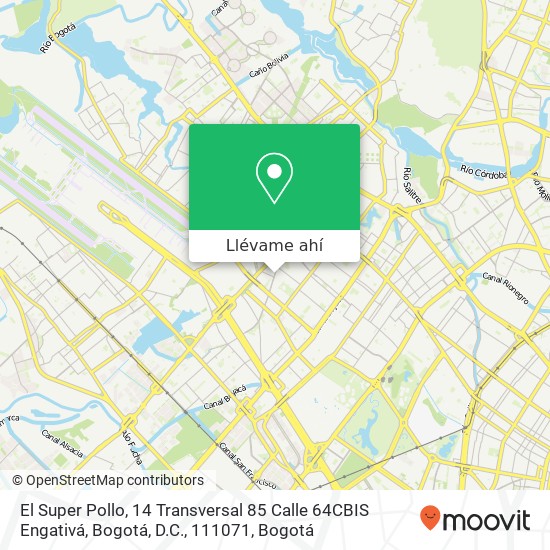 Mapa de El Super Pollo, 14 Transversal 85 Calle 64CBIS Engativá, Bogotá, D.C., 111071
