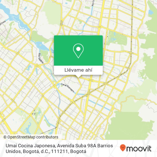 Mapa de Umai Cocina Japonesa, Avenida Suba 98A Barrios Unidos, Bogotá, d.C., 111211
