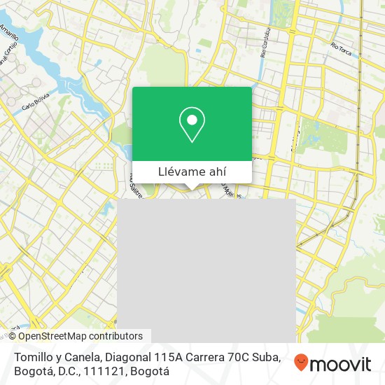 Mapa de Tomillo y Canela, Diagonal 115A Carrera 70C Suba, Bogotá, D.C., 111121