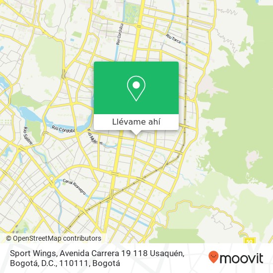 Mapa de Sport Wings, Avenida Carrera 19 118 Usaquén, Bogotá, D.C., 110111