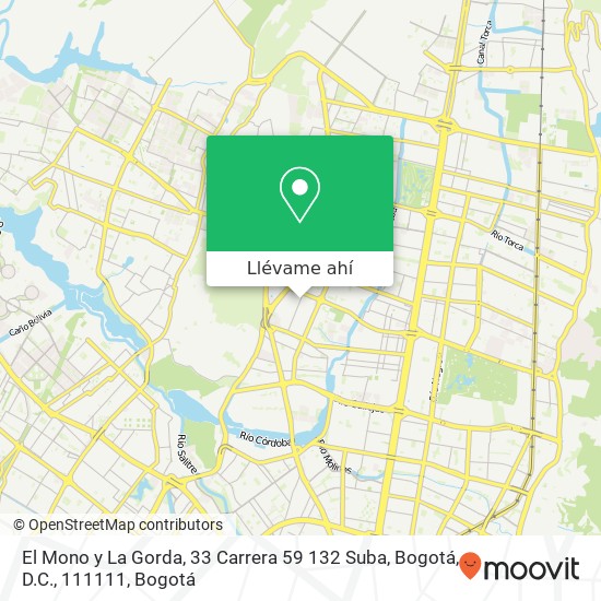 Mapa de El Mono y La Gorda, 33 Carrera 59 132 Suba, Bogotá, D.C., 111111