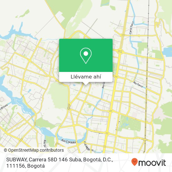 Mapa de SUBWAY, Carrera 58D 146 Suba, Bogotá, D.C., 111156