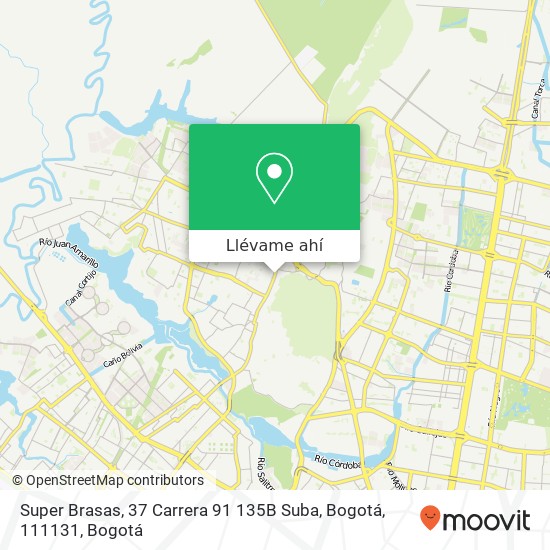 Mapa de Super Brasas, 37 Carrera 91 135B Suba, Bogotá, 111131