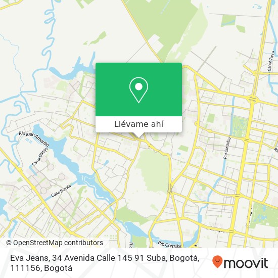 Mapa de Eva Jeans, 34 Avenida Calle 145 91 Suba, Bogotá, 111156