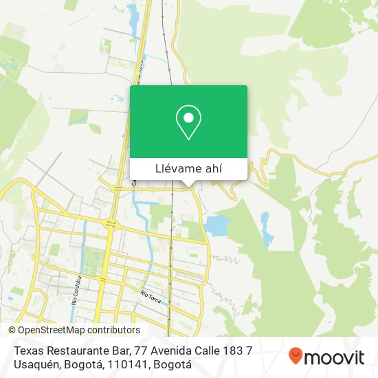 Mapa de Texas Restaurante Bar, 77 Avenida Calle 183 7 Usaquén, Bogotá, 110141