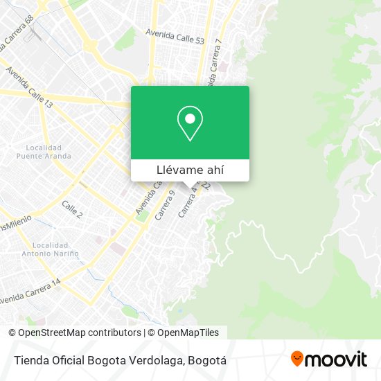 Mapa de Tienda Oficial Bogota Verdolaga