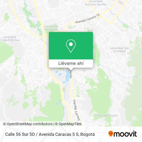 Mapa de Calle 56 Sur 5D / Avenida Caracas 5 S