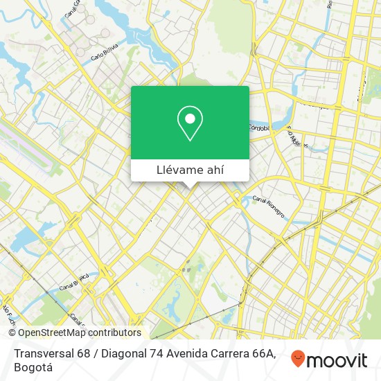 Mapa de Transversal 68 / Diagonal 74 Avenida Carrera 66A