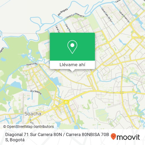 Mapa de Diagonal 71 Sur Carrera 80N / Carrera 80NBISA 70B S