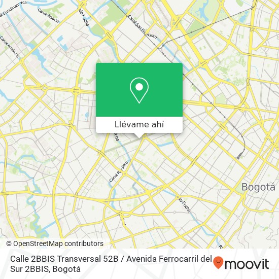 Mapa de Calle 2BBIS Transversal 52B / Avenida Ferrocarril del Sur 2BBIS