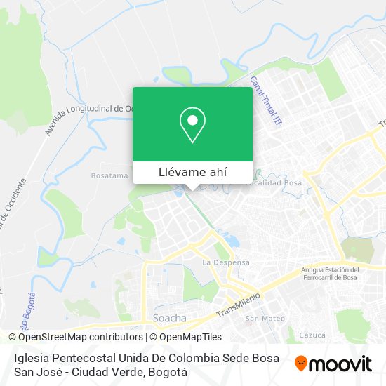 Mapa de Iglesia Pentecostal Unida De Colombia Sede Bosa San José - Ciudad Verde