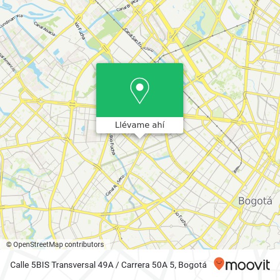 Mapa de Calle 5BIS Transversal 49A / Carrera 50A 5