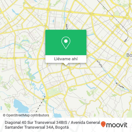 Mapa de Diagonal 40 Sur Transversal 34BIS / Avenida General Santander Transversal 34A