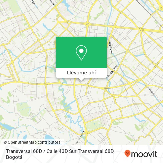 Mapa de Transversal 68D / Calle 43D Sur Transversal 68D