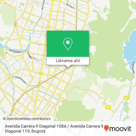 Mapa de Avenida Carrera 9 Diagonal 108A / Avenida Carrera 9 Diagonal 110