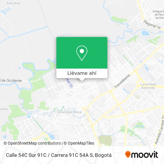 Mapa de Calle 54C Sur 91C / Carrera 91C 54A S