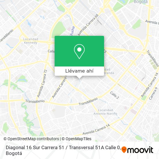 Mapa de Diagonal 16 Sur Carrera 51 / Transversal 51A Calle 0
