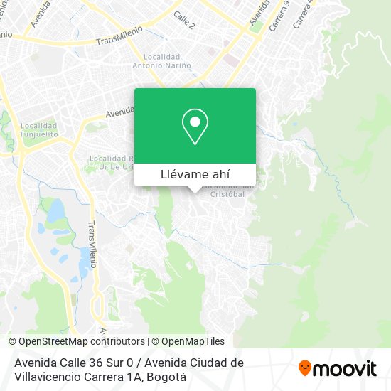 Mapa de Avenida Calle 36 Sur 0 / Avenida Ciudad de Villavicencio Carrera 1A