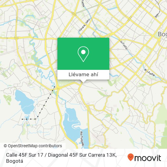 Mapa de Calle 45F Sur 17 / Diagonal 45F Sur Carrera 13K