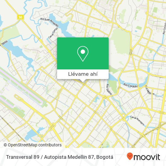 Mapa de Transversal 89 / Autopista Medellín 87