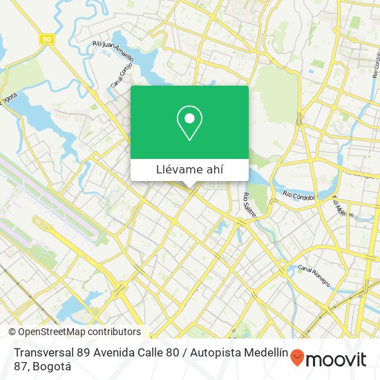 Mapa de Transversal 89 Avenida Calle 80 / Autopista Medellín 87